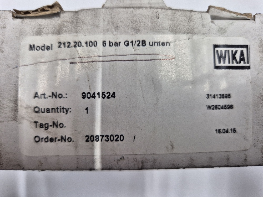 0-6 Manometer Ø100mm OA 1/2" 212.20.100 Wika