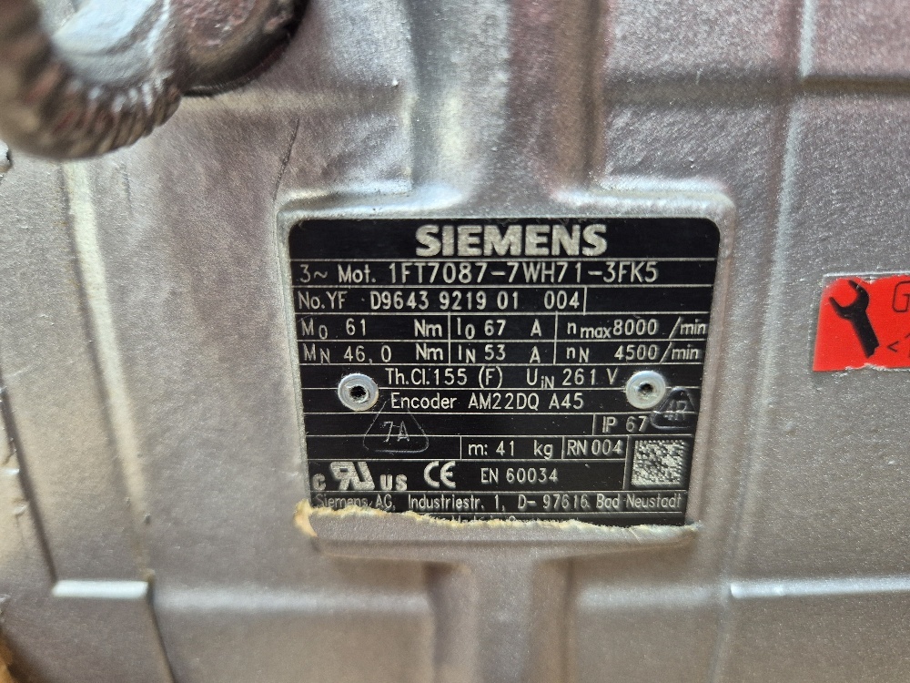 1FT7087-7WH71-3FK5 Synchronous Motor Siemens Repaired