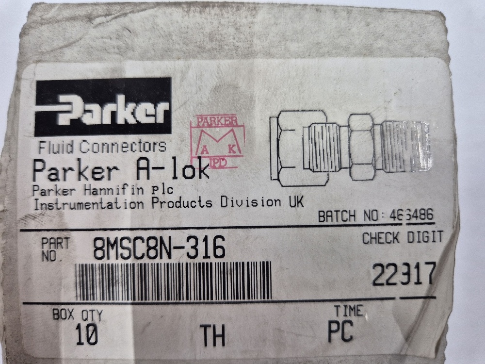 8MSC8N-316 A-lok rechte inschroefkoppeling Parker