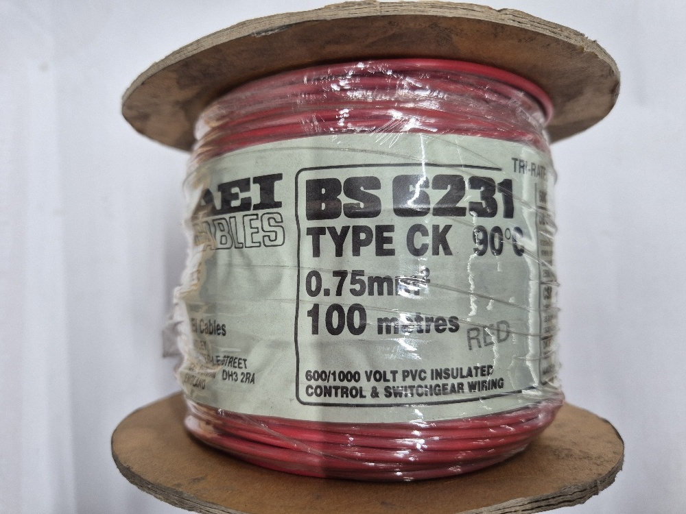 BS 6231 Type CK 0,75mm² Rol 100mtr Kabel AEI Cables