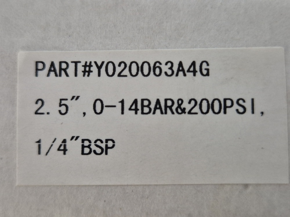 0-14bar Manometer Ø63mm OA 1/4"