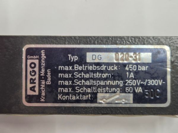 DG 020-31 Vervuilingsindicator electrisch 2 bar Argo