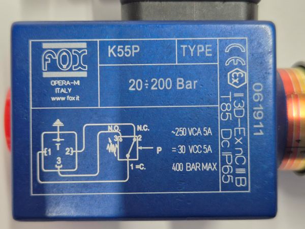 K55P drukschakelaar 20-200bar Fox