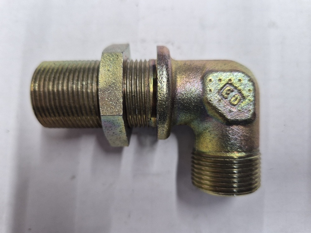 X-WSV 16S Bulkhead elbow - 16S cone end, body only, galvanized steel EO