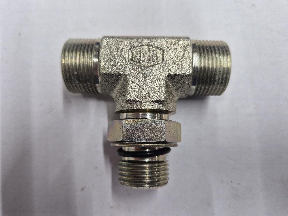 X-TE-E 16 SR 1/2" Adjustable locknut run tee - 16S cone end x 1/2 BSPP adjustable thread, without nut and ring, galvanized steel