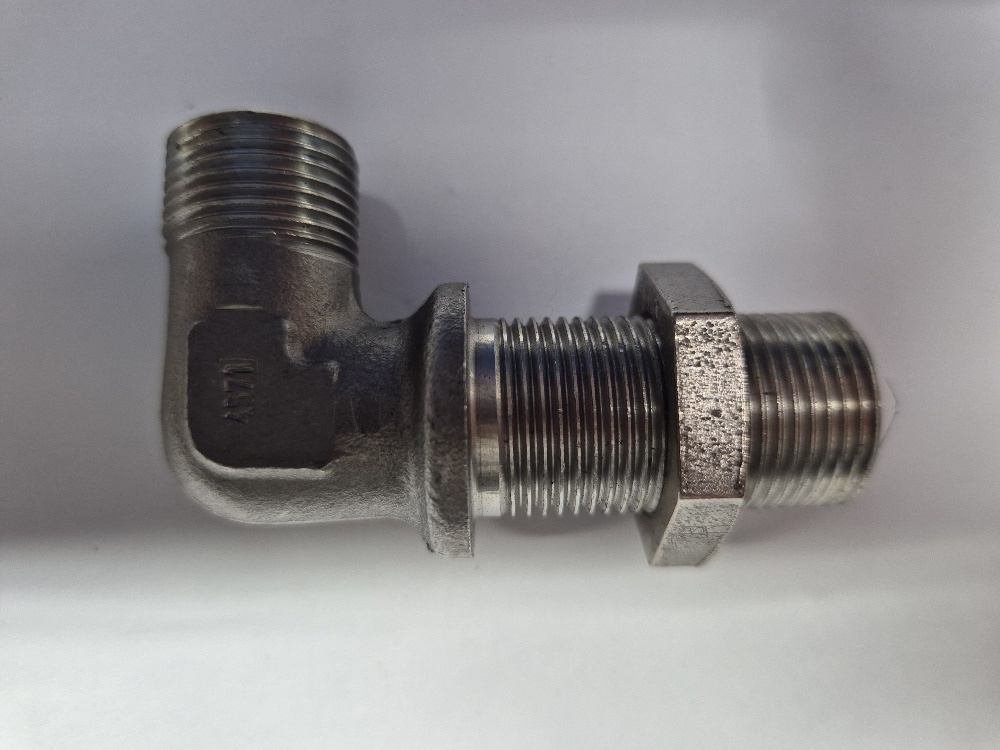 RVS X-WSV 12S Bulkhead elbow - 12S cone end, body only, stainless steel