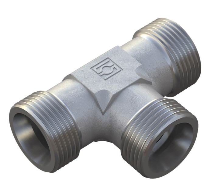 X-T 38S Union tee - 38S cone end, body only, galvanized steel