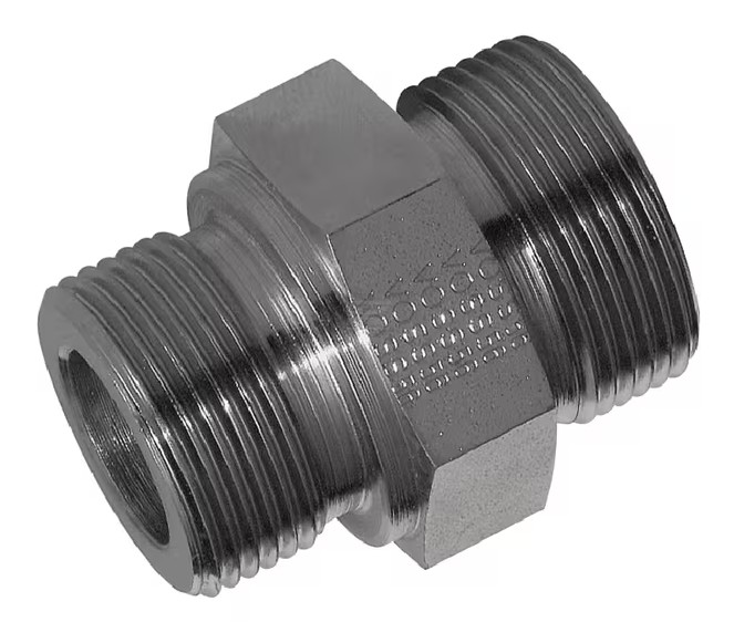 X-GE 42 LR 1" Male stud connector - 42L cone end x 1 BSPP male thread, metal sealing edge, body only, galvanized steel Stauff