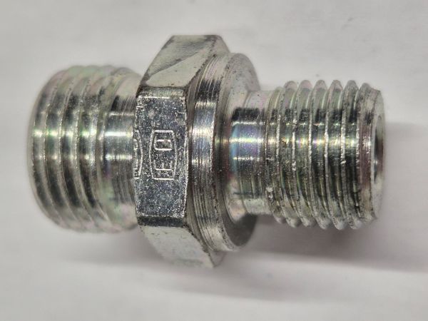 X-GE 10 LR 1/4" Male stud connector - 10L cone end x 1/4 BSPP male thread, metal sealing edge, body only, galvanized steel EO