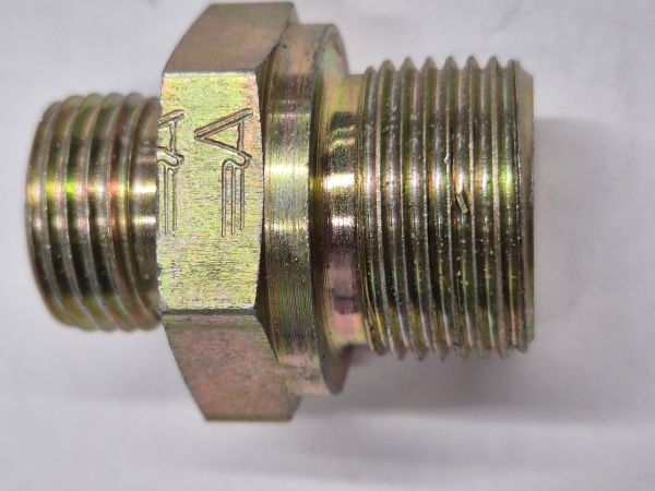 X-GE 12 LM 22x1,5 Male stud connector - 12L cone end x M22x1,5 male thread, metal sealing edge, body only, galvanized steel Aeroquip