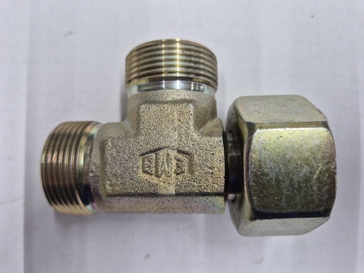 [500196] X-ELV 25S  Swivel nut run tee - 25S swivel x 25S cone end, body only, galvanized steel EMB