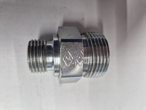 [500236] X-GE 20SR 1/2" Male stud connector - 20S cone end x 1/2 BSPP male thread, metal sealing edge, body only, galvanized steel
