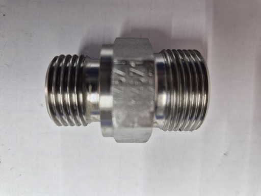 [500238] RVS X-GE 16 SR 1/2"WD  Male stud connector - 16S cone end x 1/2 BSPP male thread with viton ED seal, body only, stainless steel