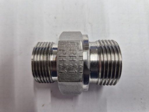 [500239] RVS X-GE 16 SR 3/4" Male stud connector - 16S cone end x 3/4 BSPP male thread, metal sealing edge, body only, stainless steel