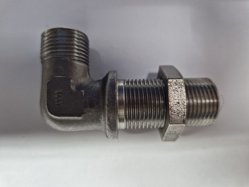 [500252] RVS X-WSV 12S Bulkhead elbow - 12S cone end, body only, stainless steel