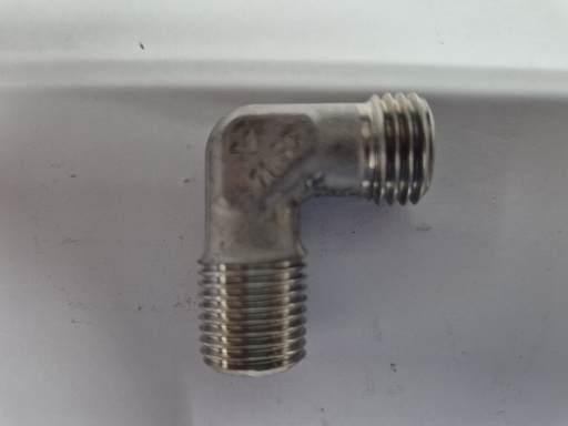 [500254] RVS X-WE 8 LRK 1/4" Male stud elbow - 08L cone end x 1/4 male short BSP taper thread, body only, stainless steel
