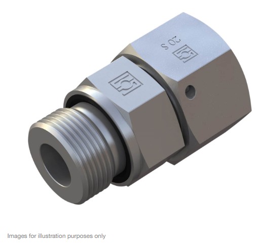 [501541] PS-O 8SR 1/4"WD Swivel connector - 8S DKO swivel x 1/4 BSPP male thread with ED seal, galvanized steel Stauff