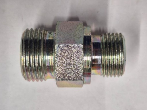 [501674] X-GE 12SR 3/8" Male stud connector - 12S cone end x 3/8"BSPP male thread, metal sealing edge, body only, galvanized steel EMB